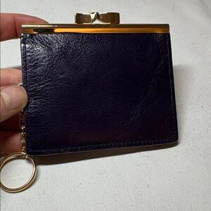 Bechamel Plum Leather Coin Purse Keychain